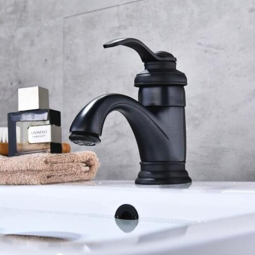 Vidric Basin Faucet Antique Brass Bathroom Sink Faucets Single Handle Deck Mounted Bath Wash Hot Cold Mixer Water Tap WC Taps