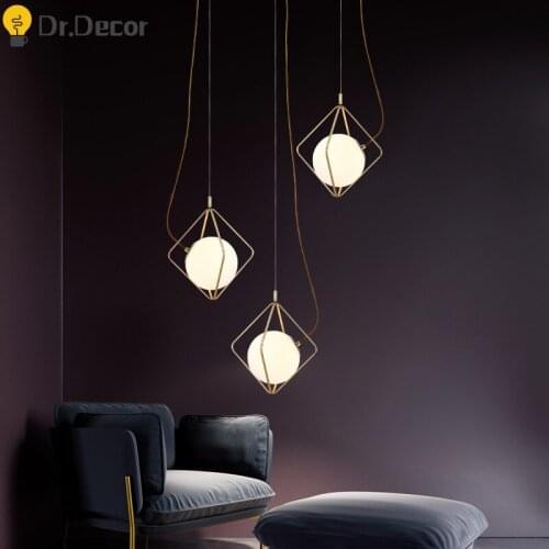 Modern Designer Glass Ball Led Pendant Lights Lighting Living Room Nordic Luxury Pendant Lamp Home Decor Kitchen Hanging Lamps