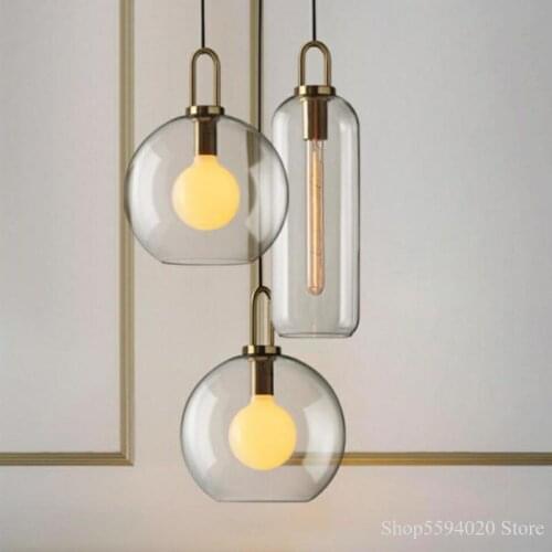 Modern Indoor Led Pendant Lights Glass Parlor Hall Pendant Lights Hanging Lamp Nordic Suspension Loft Decor Home Fixtures