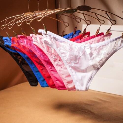 Womens Sexy Panties See-Through Lace Ladies Underwear Breathable Thongs Sexy Erotic Lingerie Briefs Transparent Seamless Panties