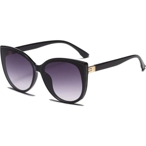 New Oversized Shades Women Sunglasses Cat Eye Semi-Round Glasses Big Frame Vintage Fishing 32043