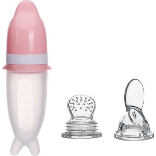 1 Set 50ml Portable Spoon Bottle with Pacifier Multifunctional Food Grade Silicone Baby Food Dispensing Spoon Baby Supplies