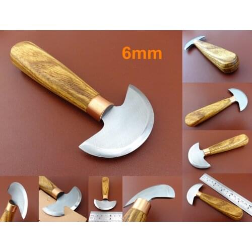 1pc 6cm Leather Craft Swiss Steel Curve Round Cutting Cutter Knife Skiver Tool - Stamping Punch Chisel Edger Creaser Groover Awl