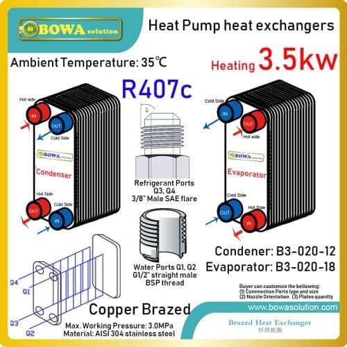 12000BTU PHEs are designed for household 3-in-1 heat pump water heater and air condtioners to get DWH, cooling and heating