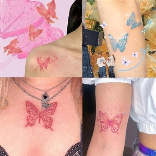 15Pcs Colorful Butterfly Rose Heart Shape Women Girls Sexy Temporary Tattoo Stickers Waterproof Fake Tatoos Body Arm Chest Art