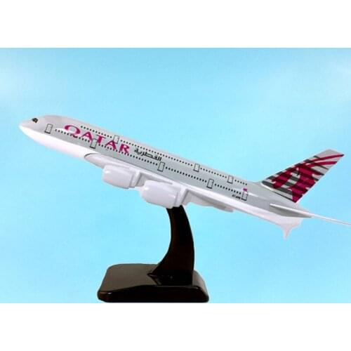 18CM 1:400 Scale Die-cast Alloy Airbus A380 QATAR Airplane Plane Aviation Model Display Airliner Toy Collect W Stand-up Aircraft