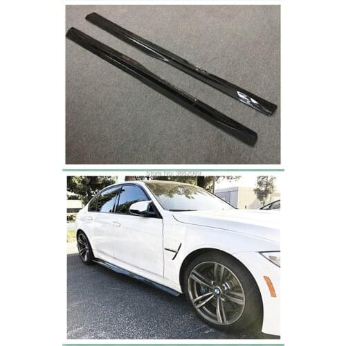 PSM 2PCS Real Carbon Fiber Side Skirts Glossy Panel Extension Body Kit Add-On Lip For BMW F82 F83 M4 F80 M3 2015-2019 18 14 2020