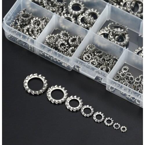 300pcs/box M2.5 M3 M4 M5 M6 M8 M10 M12 GB862.1 DIN6798A A2 304 Stainless Steel External Toothed Serrated Lock Washer Gasket