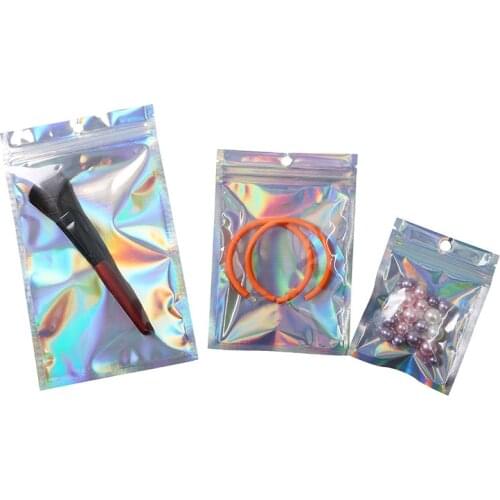 3000Pcs/lot Clear Plain Laser Aluminum Foil Packaging Bag Resealable Mylar Plastic Beans Retails Package Pouch wholesale