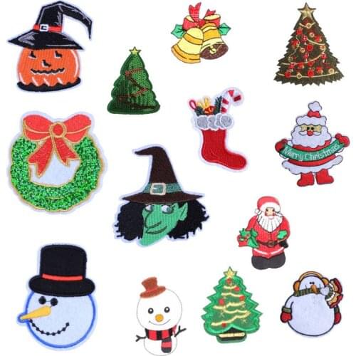 3D Embroidered Festival Iron on Appliques DIY Cute Easter Christmas Halloween Patch Clothes Badges Stickers for Backpack Patches