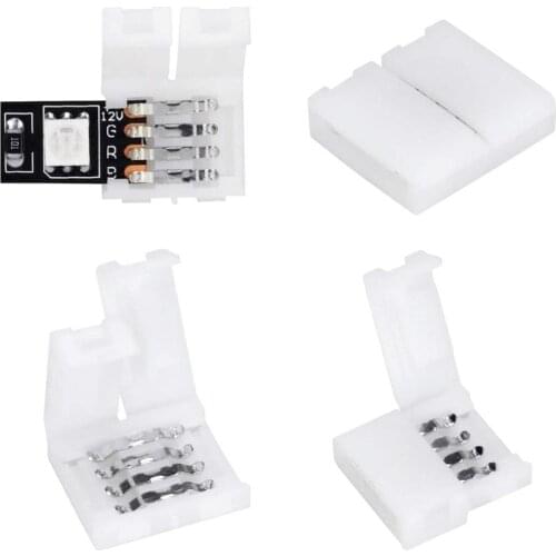 4PIN 12MM FPBC Solderless Connector Adaptor for IP20 Non-Waterproof 5050 RGB Light Led Strip Connector Clip Converter