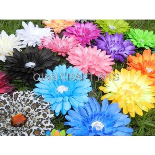 40pcs Gerber Daisy Head Flower w/ rhinestone center 4.5" for DIY Flower Clip Assortment