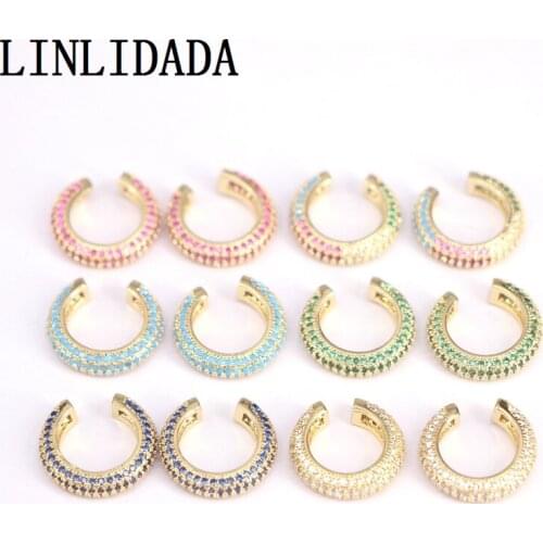 5Pair,Fashion CZ Crystal Ear Clips Ear Cuff C Shaped No Pierced Cartilage Earring for Women Geometric Earcuffs