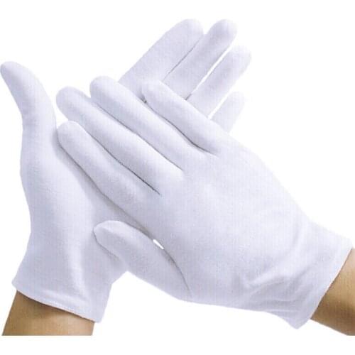 4/2Pcs White Gloves 1 Pairs Soft Cotton Gloves Coin Jewelry Silver Inspection Gloves Stretchable Lining Glove Motorcycle Gloves