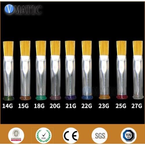 Free Shipping 10Pcs 14G-27G Hard Brush Dispensing Needle Brush Tips Flat 6mm