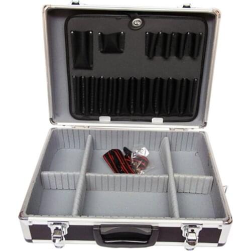 Large aluminum tool box silver Right Angle aluminum case toolkit Metal toolbox With a palette with adjust the insert
