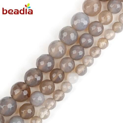 Whosale Dia 4/6/8/10mm Grey Banded Stripe Natural Beads Dyed Faceted Crystal Clear Beads For DIY Necklace Bracelet