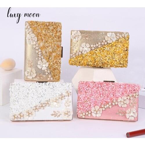 Womens Bag Purses and Handbags Luxury Designer Chains Crossbody Bag for Ladies Flower Sequin Purse with Rhinestones ZD2162