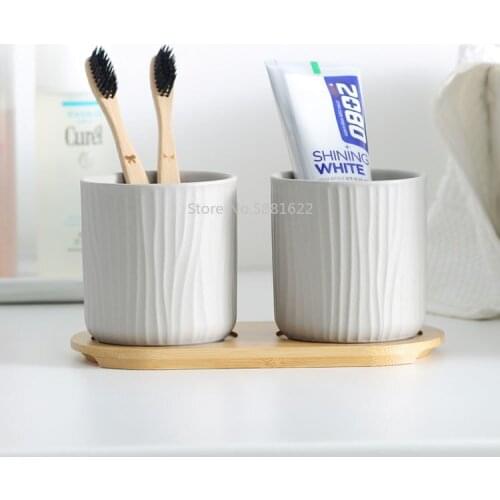 Household Simple Couples Wash Cup Mouth Cup a Pair of Toothbrush Cup Tooth Cylinder Wash Set Ceramic Cup