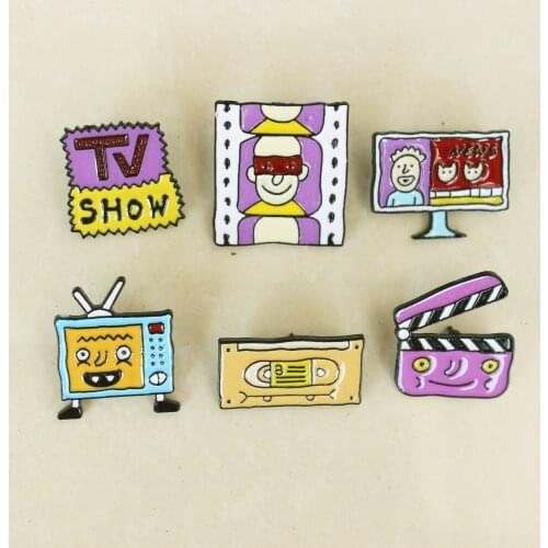 TV show Movies Film Workers gift Magnetic tape Monitor Color TV Custom Enamel Brooch Cartoon Lapel Pin Denim Jackets Badge
