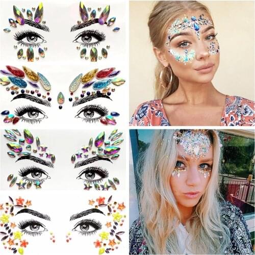 Flash Eye Tatoo Sticker Gem Face Jewelry Diamond Crystal Makeup Tools Cosmetic For Party Show Tribal Style Eye Accessories Paste