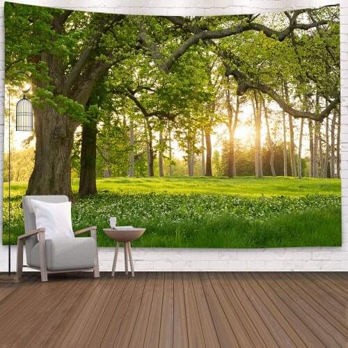 Natural Scenery Tapestry Forest Plant Landscape Tapestry Wall Hanging Indian Throw Mandala Hippie Bedspread Bohemian Home Decor
