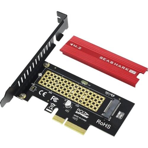 JEYI SK4 Plus M.2 SSD to PCIE 3.0 X4 Adapter Card M Key for 2230 2242 2260 2280 SSD PCI-e X8 X16 Heatsink Cooling SeaShark