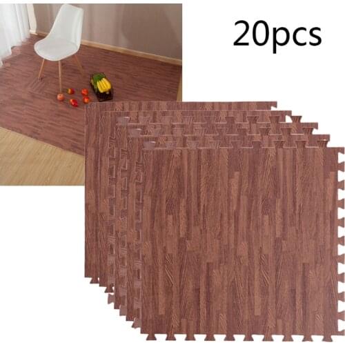 20Pcs DIY EVA Foam Floor Mat Interlocking Puzzle Tile Wood Grain Kids Toys Playmat for Yoga Gym Exercise Playground Protection