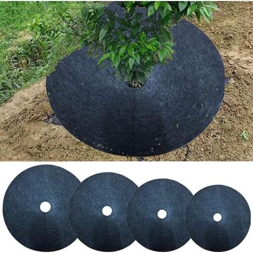 12Pcs Non-woven Weeding Cloth Pad 15/27/32/42cm Diameter Black Weed-proof Cloth for Vegetable Garden Protection Mat Garden Tools