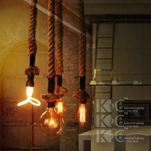 Creative Diy Retro Rope Pendant Light Loft Vintage Lamp Restaurant Bedroom Diningroom Pendant Lamp Hand Knitted Hemp Rope Light