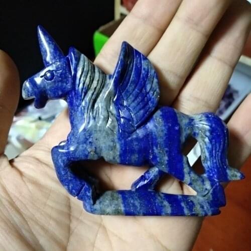 Fashion Decoration Natural Lapis Lazuli Quartz Carved Unicorn Specimen0.18-0.3lb