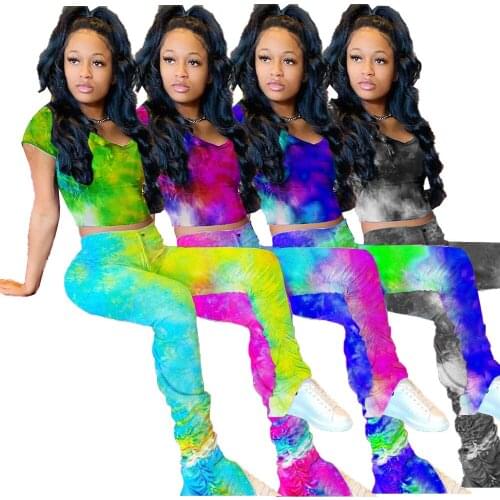 Ueteey New Two-piece Casual Tie-dye Two-piece Pants Set