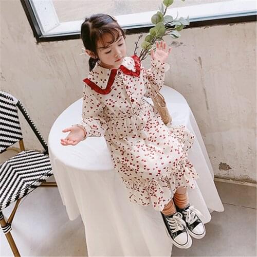 Girls dress love Nordic dress princess dress autumn new childrens clothing dress girl