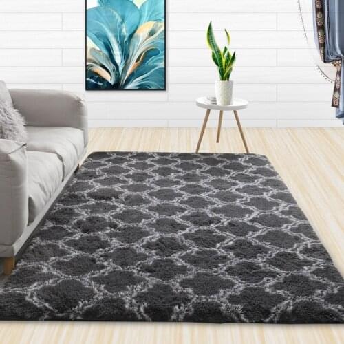 Simple Tie-Dye Long Hair Gradient Color Carpet Coffee Table Living Room Bedroom Carpet Thicken Bay Window Rug Child Crawling Mat