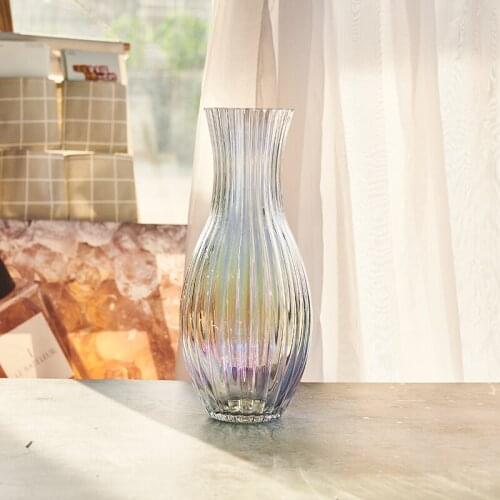 Nordic Gradient Color Glass Vase Hydroponics Container Home Decoration Accessories Colored Crafts