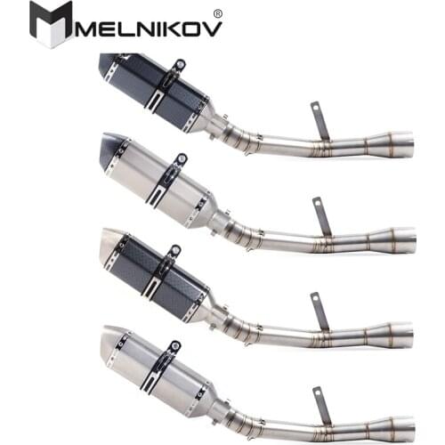 Motorcycle Full Exhaust Middle Pipe Connection Link Pipe Round 51mm Muffler Slip On For Kawasaki Z900 Ninja900