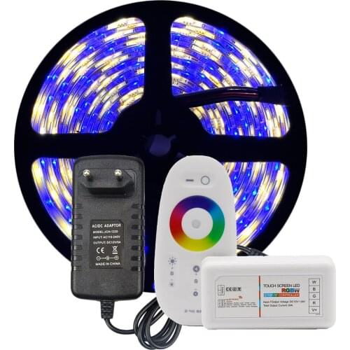 5050 RGB LED Strip Waterproof DC 12V 5M RGBW RGBWW LED Strips Light Flexible with 3A Power and 2.4G Remote Control