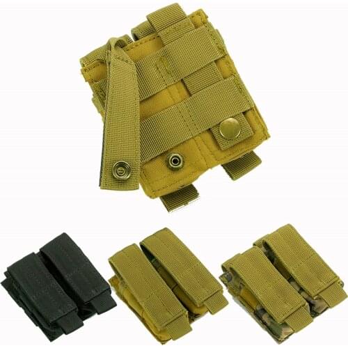 Military Molle Pouch Tactical Double Pistol Magazine Pouch Knife Flashlight Sheath Airsoft Hunting Ammo Camo Bags