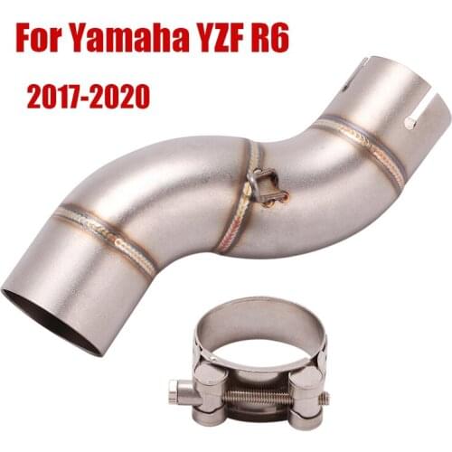 For Yamaha YZF-R6 R6 2017-2020 Exhaust Middle Mid Pipe Escape Link Tube Stainless Steel Connect Section Slip On 51mm Motorcycle