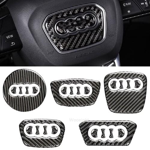 Wooeigh 1x Car Styling Steering Wheel Logo Rings Center Decoration Accessories Cover Fit For Audi A3 A4 A4L A6L A7 Q5 Q3 Q7 Q4L