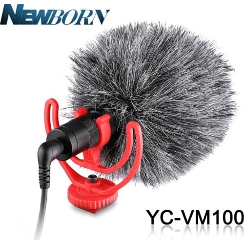 YC-VM100 Video Record Microphone Compact VideoMicro On-Camera Recording Mic for iPhone Youtube Nikon Canon DSLR Camera Camcorder