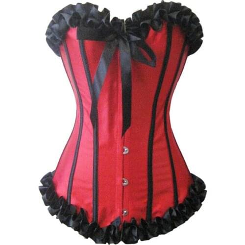 Women Sexy Lace Up Corset Satin Boned Bustier White Red Blue Slimming Shaper Corsets Sexy Lingerie Overbust Underbust Corselet