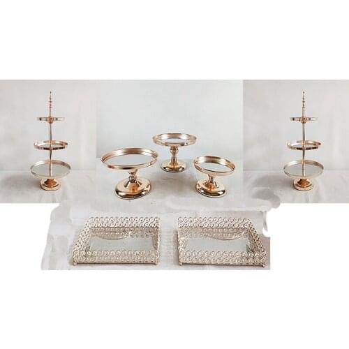 1 set gold 1 set silver cake stand