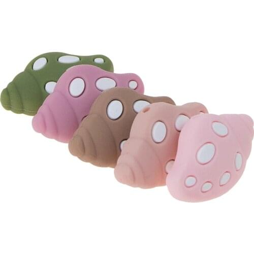 10PCS Sea Snail Silicone Beads BPA Free Silicone Teether DIY Teething Beads Baby Teether Toddler Chewing Toy Nursing Chain Beads