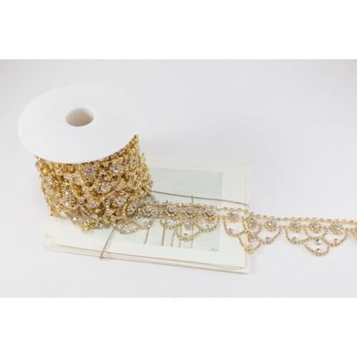10Yards Bling Bling Rhinestone Trim Rhinestones Scallop Fringe Trimming Chain Wedding Cake Decoration