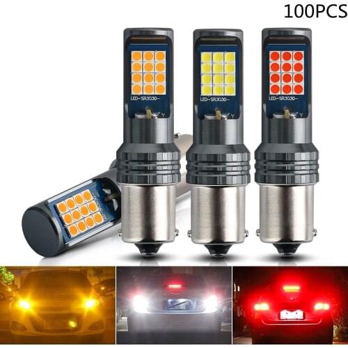 10pcs P21W 1156 BA15S LED Bulbs Car Lights Turn Signal Reverse Brake Light R5W 3030 LEDs 12V DC Automobiles Lamp DRL for Skoda