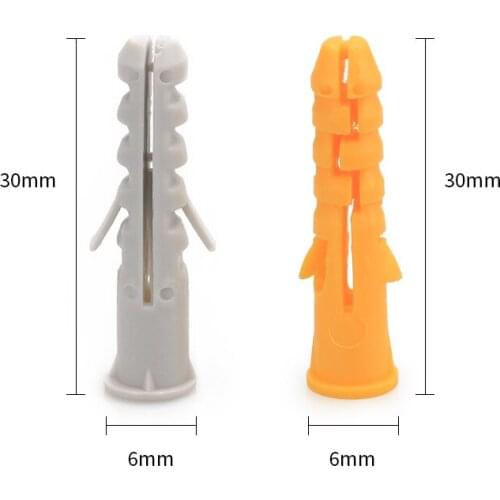 150pcs M6*30mm Plastic Expansion Pipe Rubber Plug Plastic Pipe Nylon Column Expansion Screw Yellow/Grey