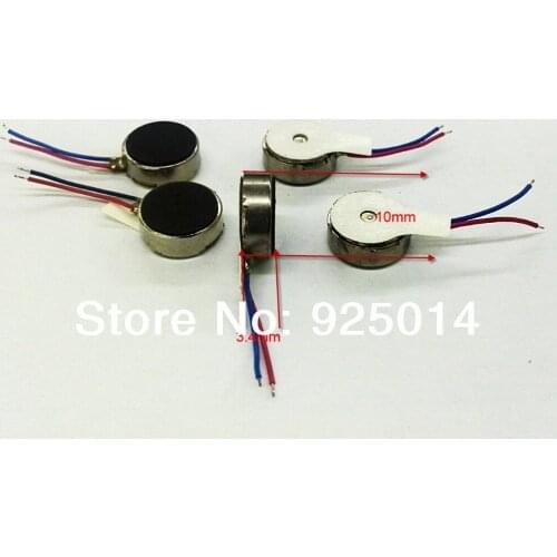 50pcs/lot 3V Coin Vibrating Micro Motor Flat 10mm diameter 3.4mm thickness