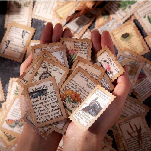 50pcs/pack Vintage Stamps Stickers for Scrapbooking Deco Creative Stationery Supplies Junk Journal Deco Label Stickers