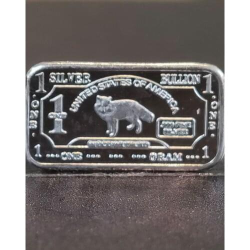 10 pcs/lot 1 gram pure silver Fox bar A027T